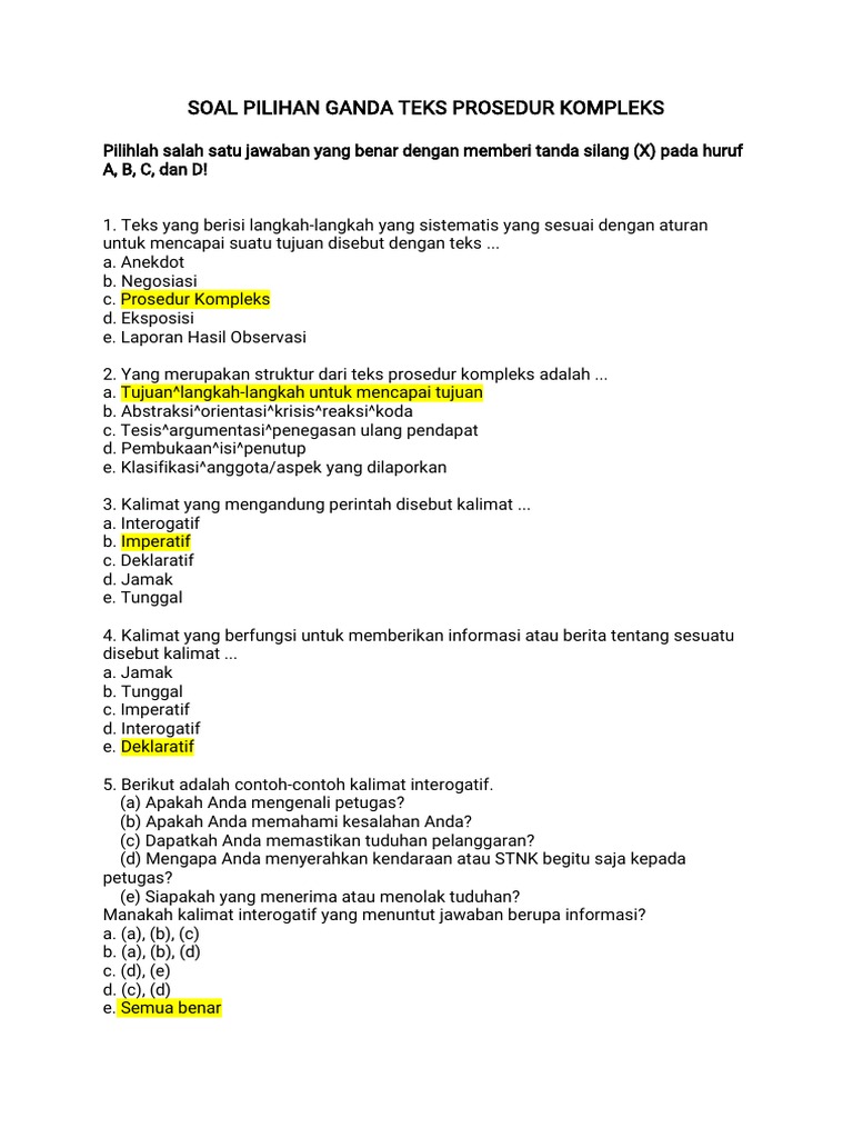 1 Soal Pilihan Ganda Teks Prosedur Kompleks