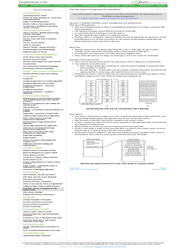 Disk Files System Management and Optimization ExamRadar | PDF | Process ...