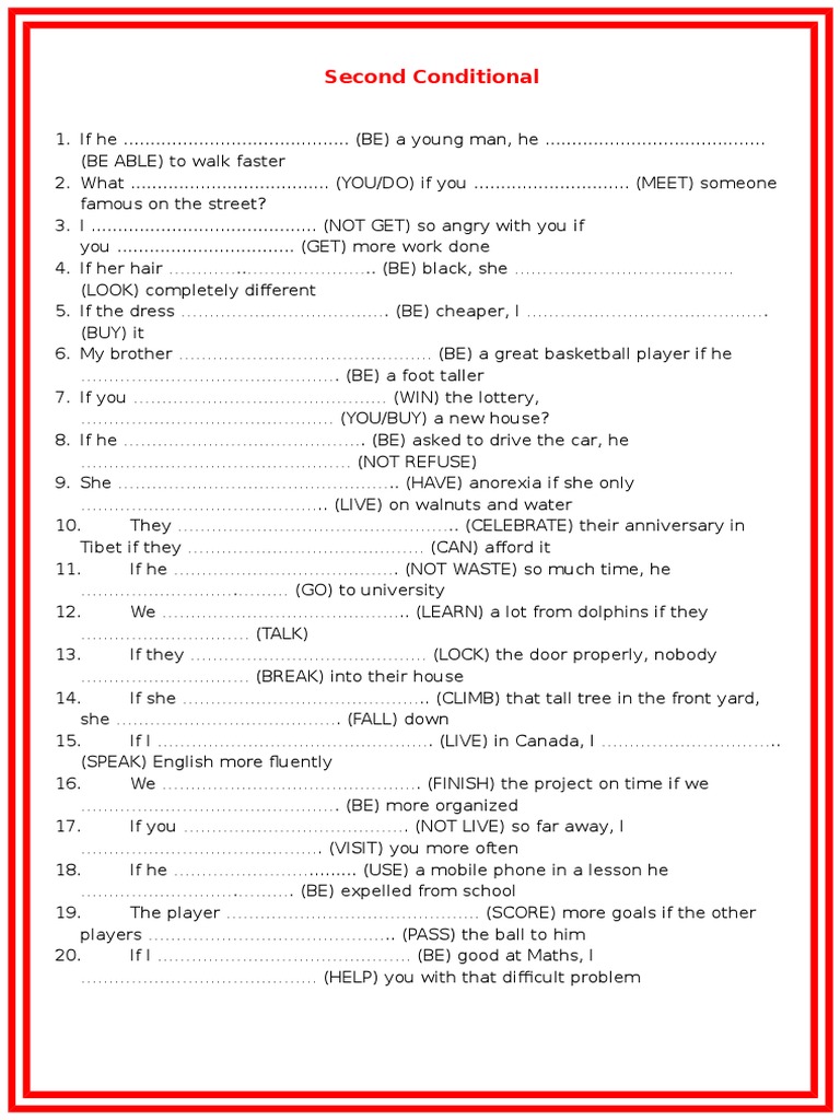 Second Conditional Exercises PDF | PDF
