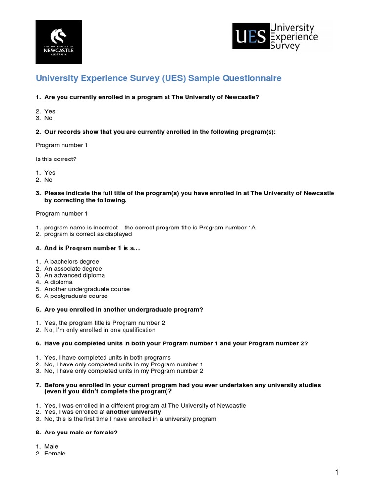 2014 UES Questionnaire PDF | PDF | Critical Thinking | Knowledge