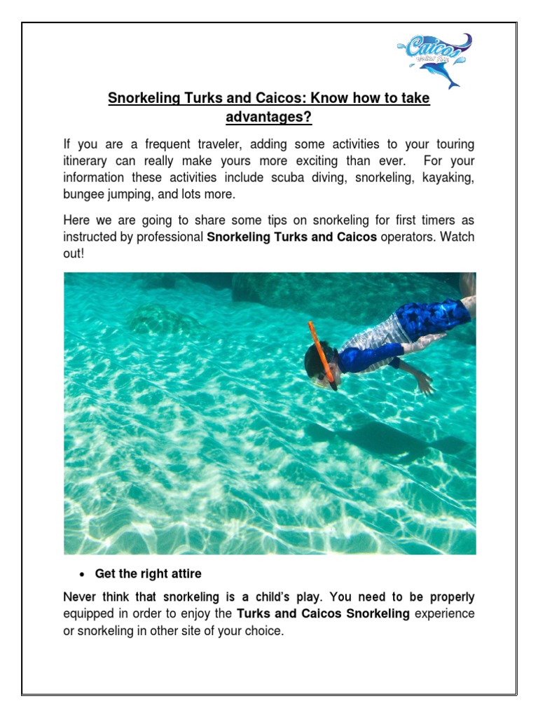 Snorkeling Turks and Caicos Know How To Take Advantages Snorkeling