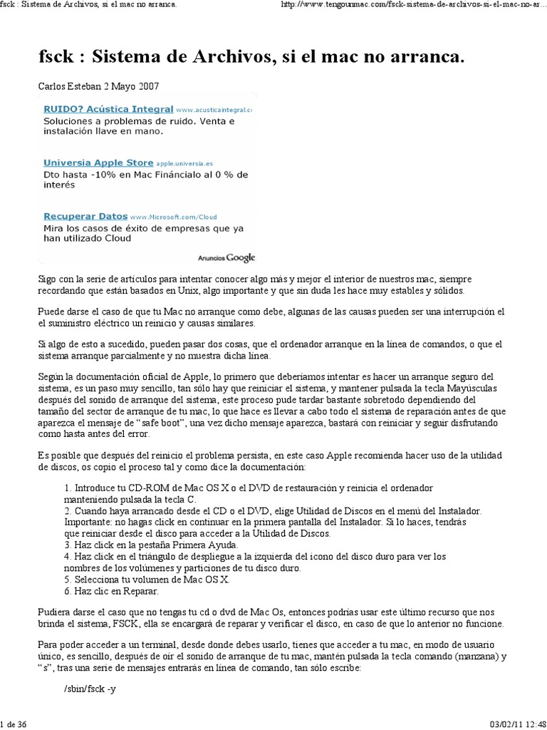 Sistema De Archivos Si El Mac No Arranca Mac Os Sistema Operativo