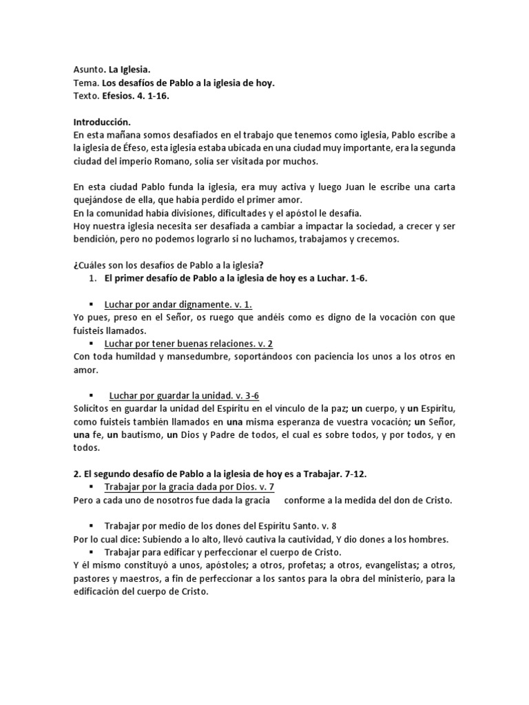 Desafios de Dios para La Iglesia de Hoy | PDF | Cristo (título) | Pablo ...