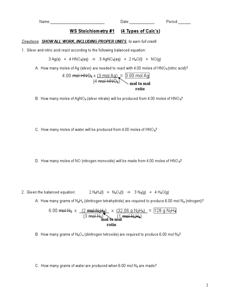 .Ws Stoich 1 PDF Nitric Acid Mole (Unit)