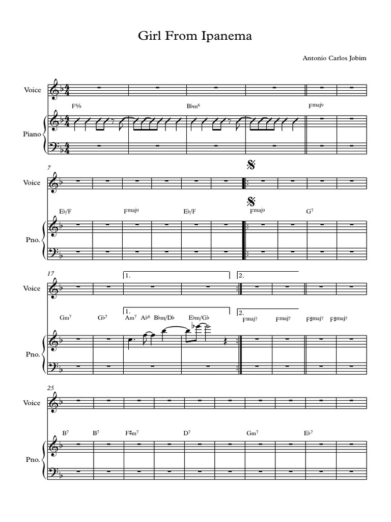 Girl From Ipanema Frank Sinatra Full Score PDF Entertainment