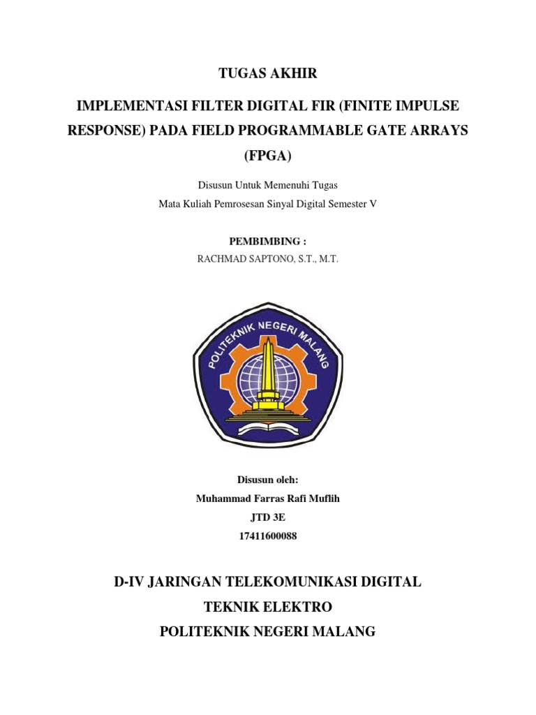 Implementasi Filter Digital Fir (Finite Impulse Response) Pada Field ...