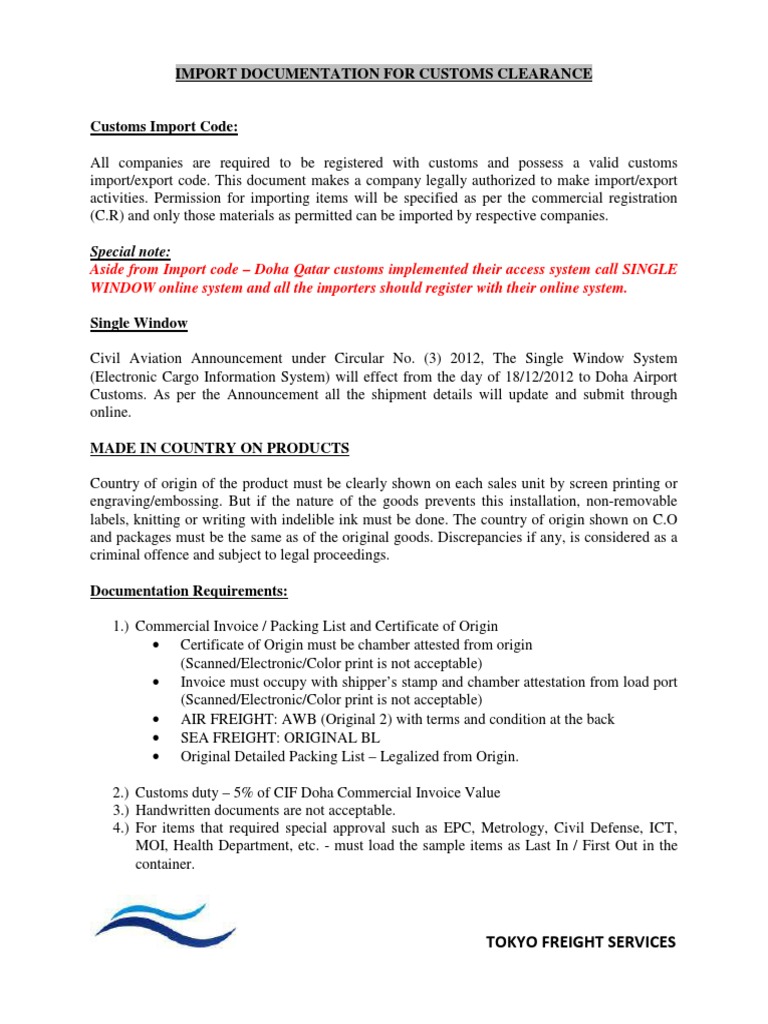 Qatar Import Rules | PDF | Bill Of Lading | Dangerous Goods