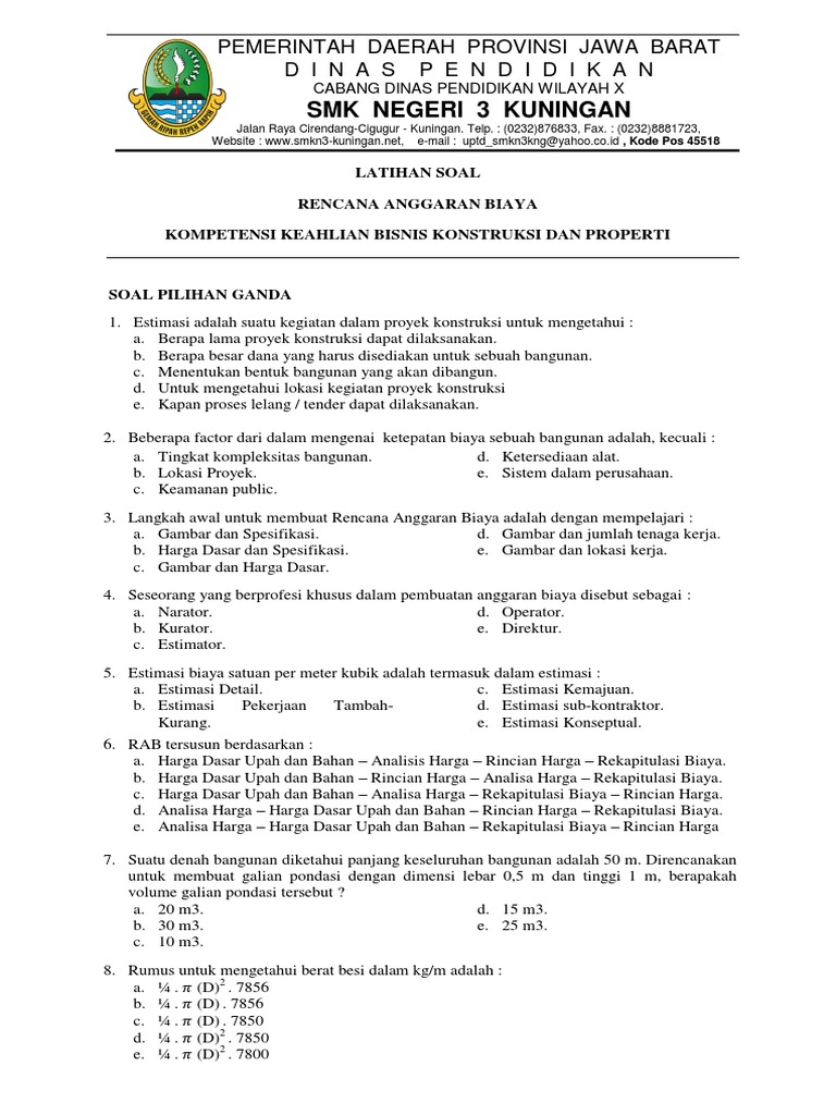 Contoh Soal RAB dan Jawabannya | PDF