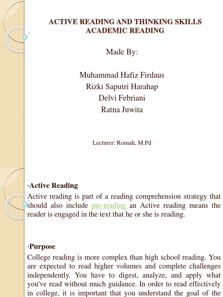 Active Reading and Thinking Skills | PDF | Critical Thinking | Argument