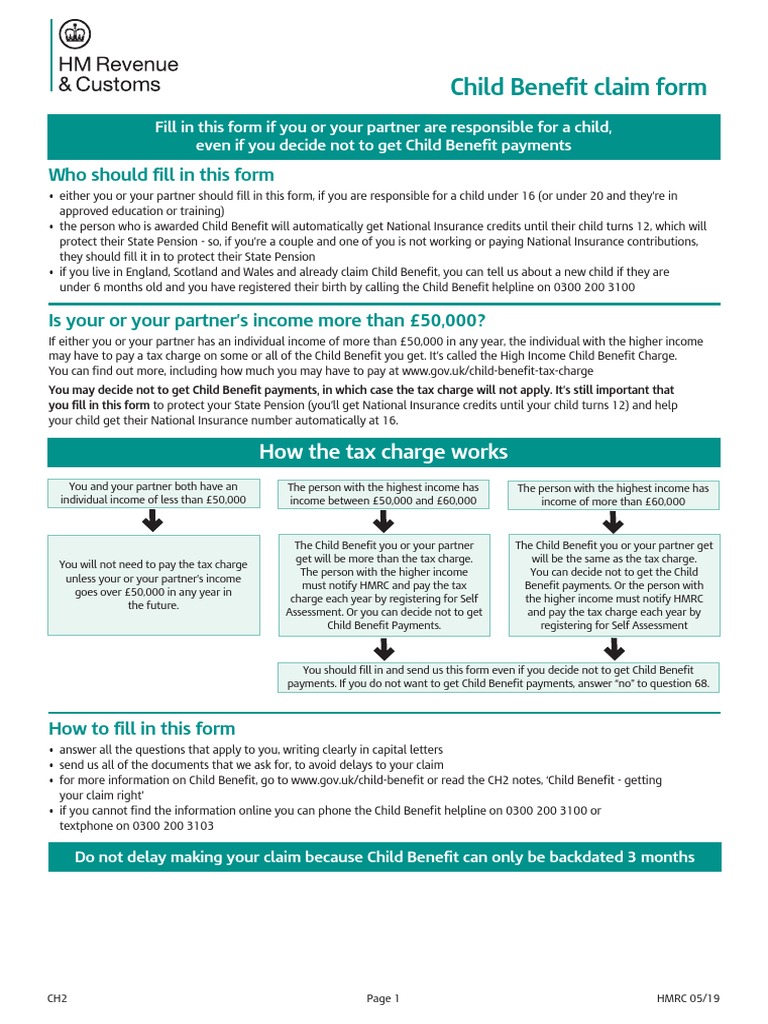 Child Benefit Form PDF Social Institutions Social Science
