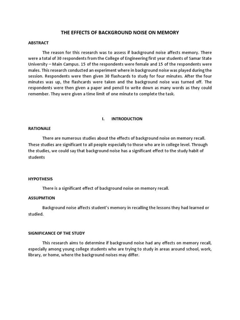 Impact of Noise on Memory Recall | PDF | Memory | Recall (Memory)