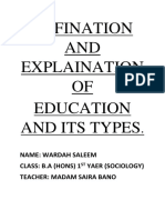 Definitions and Explaination of EDUCATION and Its Types