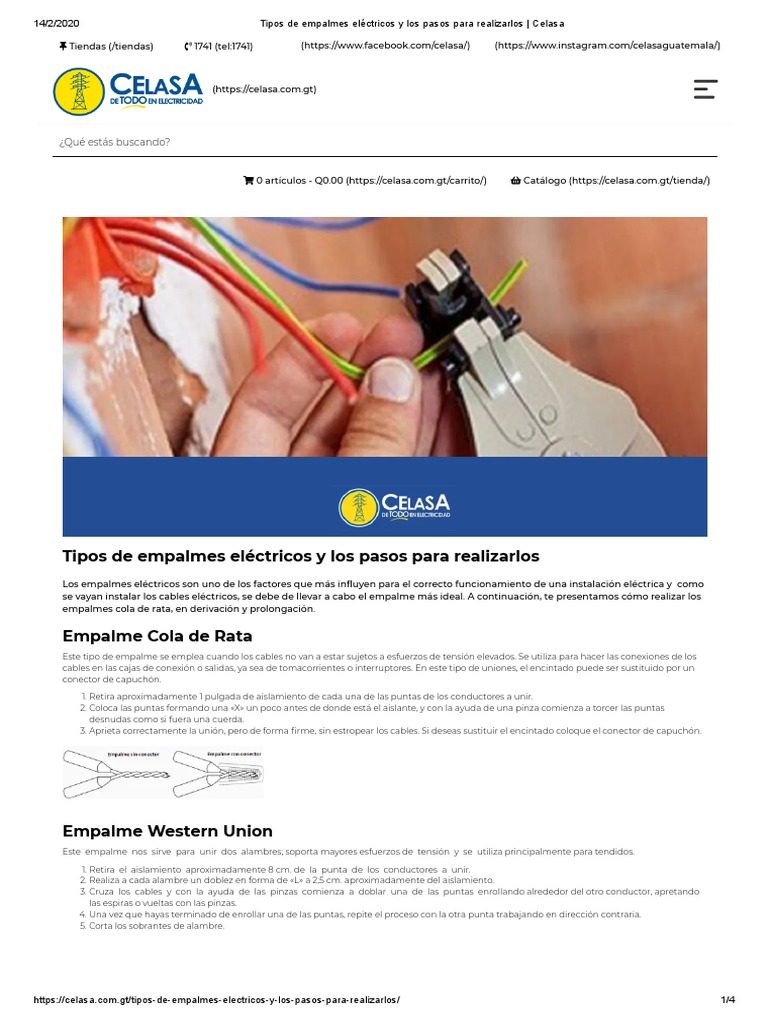 Tipos de Empalmes Eléctricos y Los Pasos para Realizarlos - Celasa, PDF, Cable