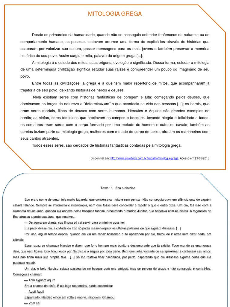 Eco e Narciso Texto 1 | PDF | Mitologia grega | Humano, image size:768x1024