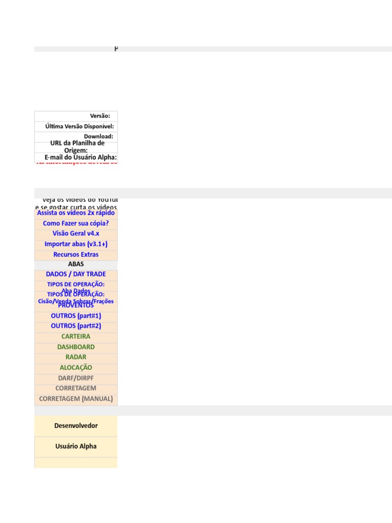 v4.2.03 Controle de Investimentos (Beta) | PDF | YouTube | Planilha