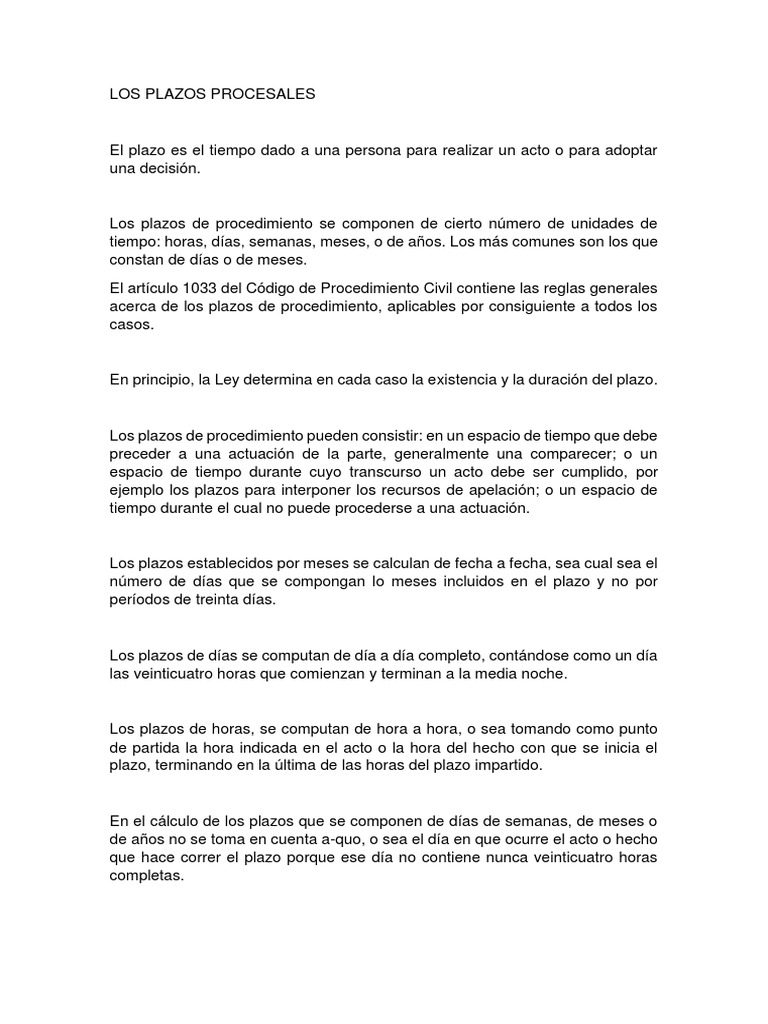 Cálculo de Plazos Procesales en Civil | PDF | Sentencia (ley) | Esfera ...
