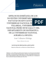 Estilos de Enseñanza de Los Docentes Universitarios de La Facultad de Educación de La Universidad Nacional Federico PDF