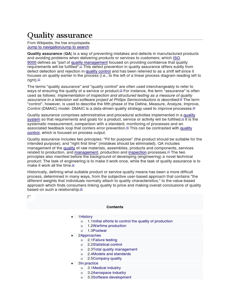 Quality Assurance | PDF | Quality Assurance | Quality Management