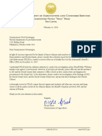 Letter From Commissioner Fried To Commissioner Rick Swearingen of The Florida Department of Law Enforcement (FDLE)