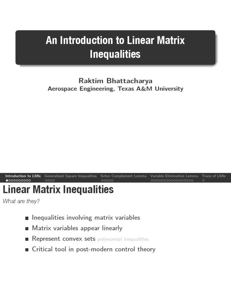 An Introduction to Solving Optimization Problems Using Linear Matrix ...