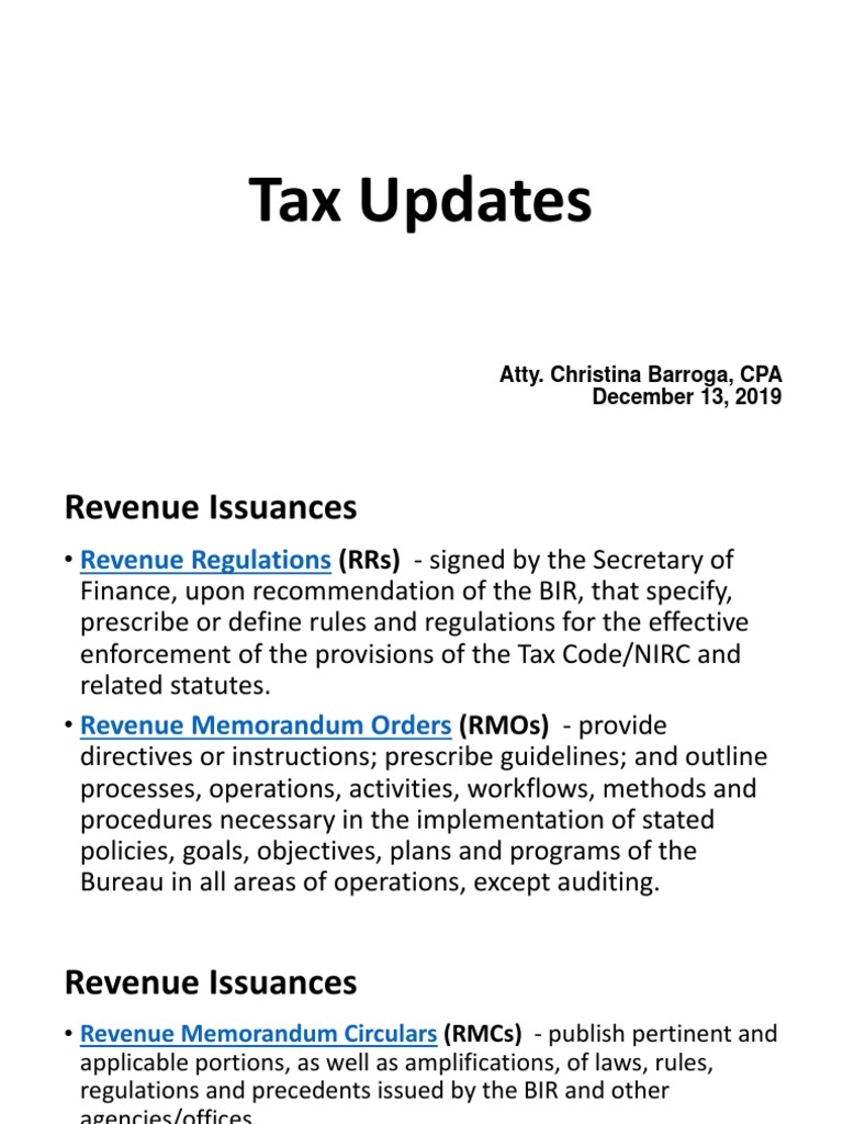 2019 BIR Tax Updates and Deadlines | PDF | Value Added Tax | Tax Refund