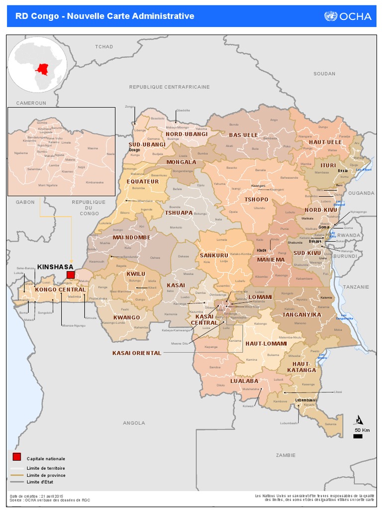 Carte administrative de la RDC 2023 | PDF | Kinshasa | République ...
