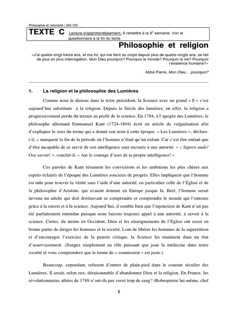 Philosophie et Religion : Croyance et Raison | PDF | Dieu | Métaphore