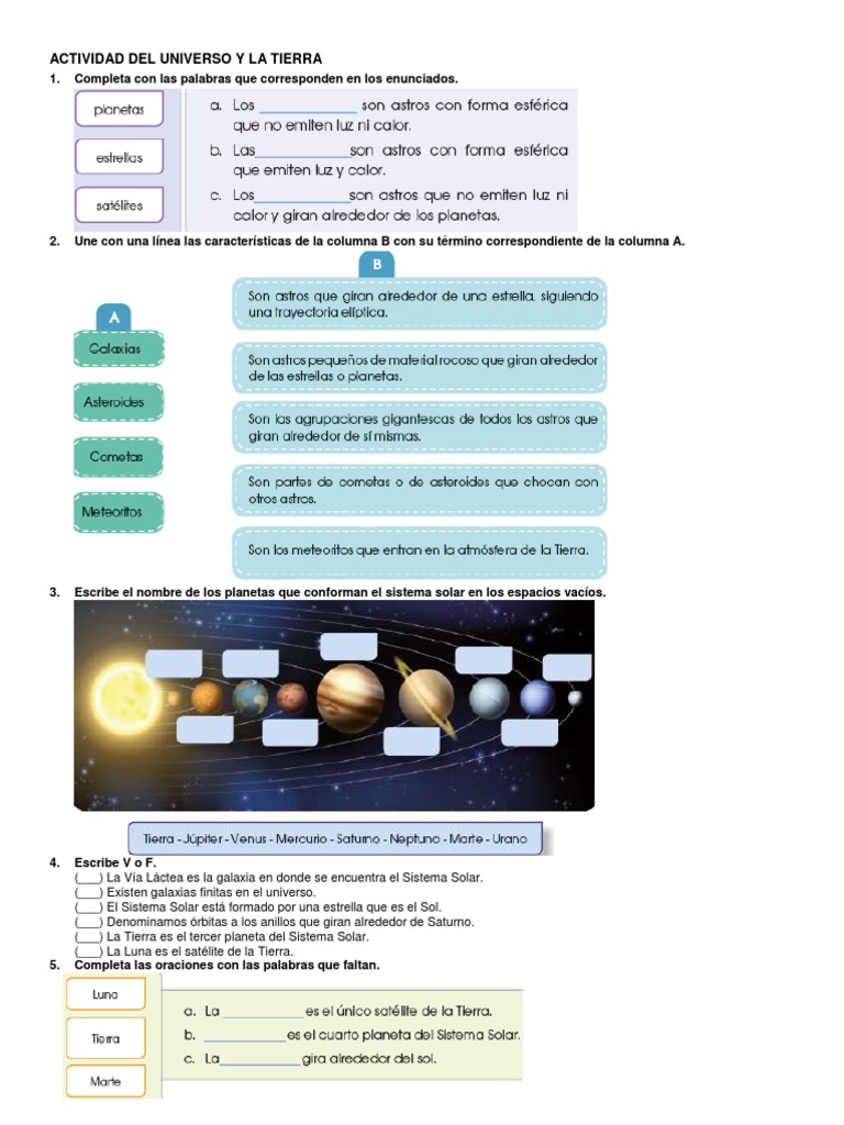 Actividad 1 Del Universo y La Tierra | PDF