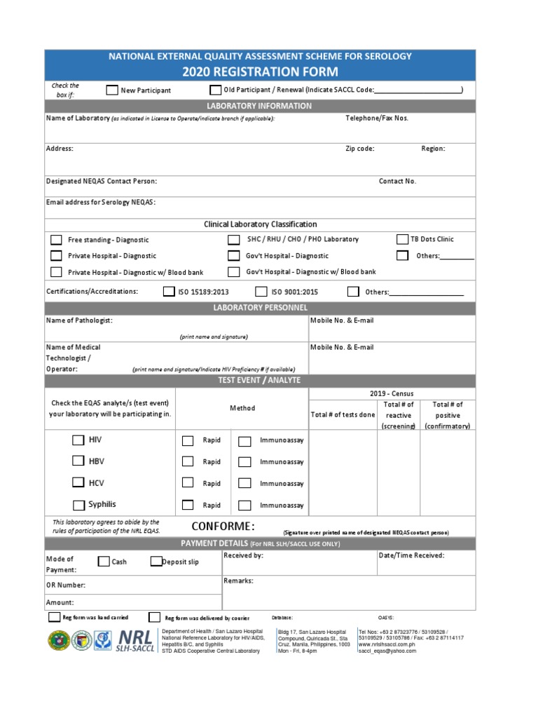 NEQAS Registration Form 2020Serology PDF Business Wellness