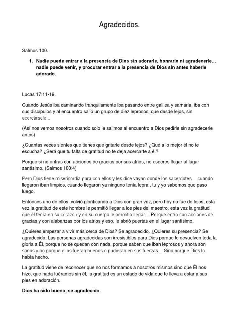 La Gratitud que Acerca a Dios | PDF | eucaristía | Salmos