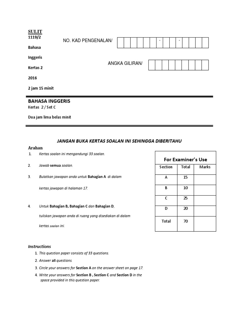 2016 Selangor English Spm Paper 2 Docx Rhinoceros Chocolate