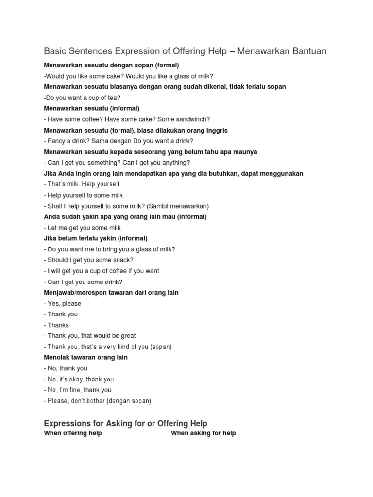 Expressions for Offering Help | PDF | Self-Improvement