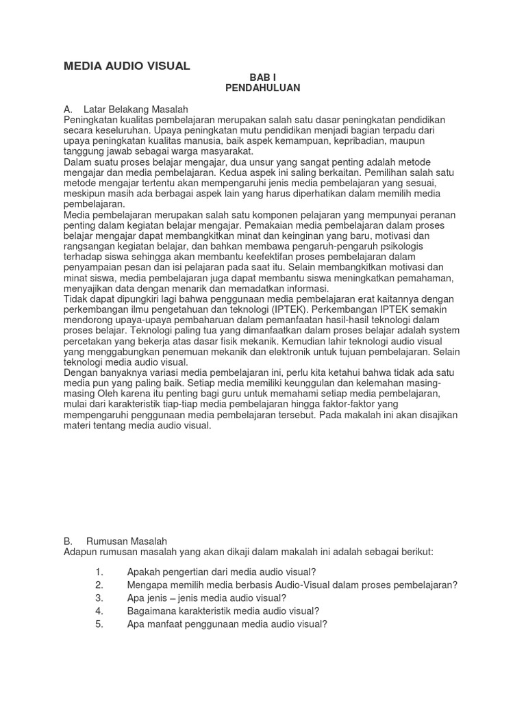 Media Audio Visual dalam Pembelajaran | PDF
