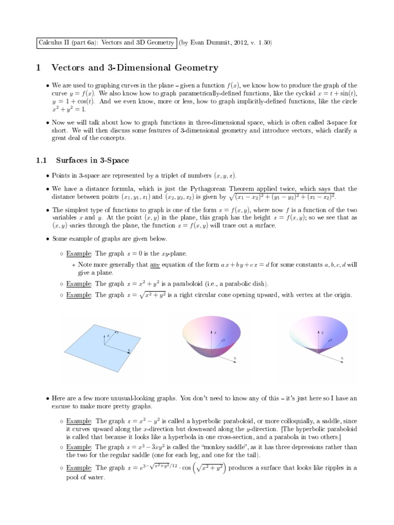 Calc2 6a Vectors and 3d Geometry PDF | PDF | Euclidean Vector | Vector ...