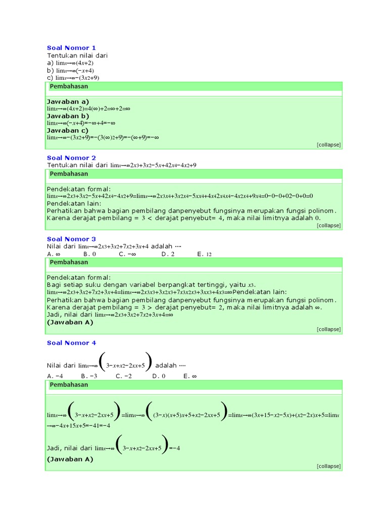 Limit Fungsi Polinom Tak Hingga | PDF