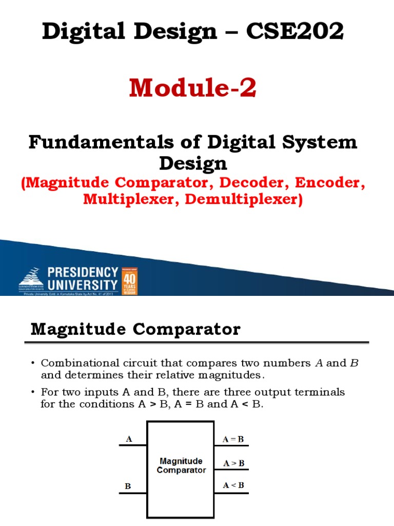 DD Module-2 Part-2 (Comparator, Encoder, Decoder, Mux) | PDF ...