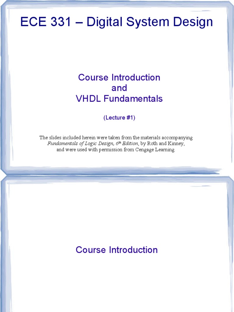 ECE 331: Digital Systems Design Intro | PDF | Vhdl | Digital Electronics