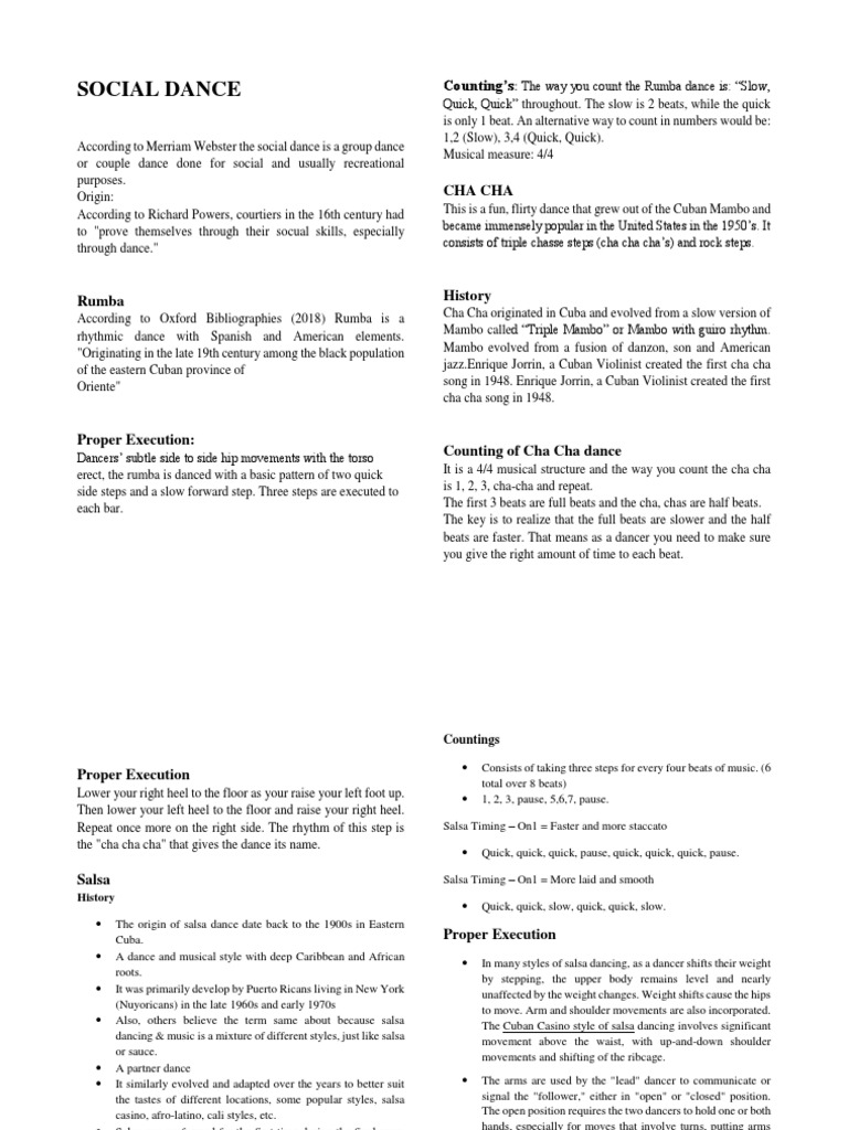 Social Dance PDF Ballroom Dance Dances