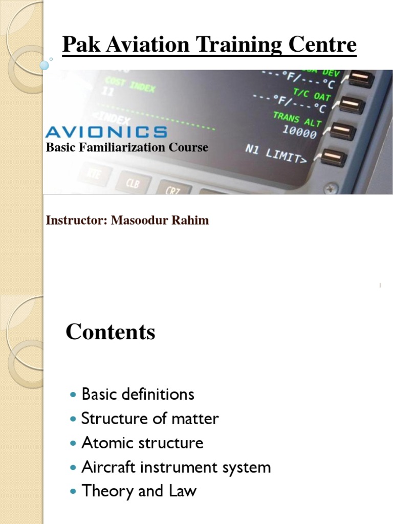 Presentation Basic Aircraft Familiarization Course Avionics PDF