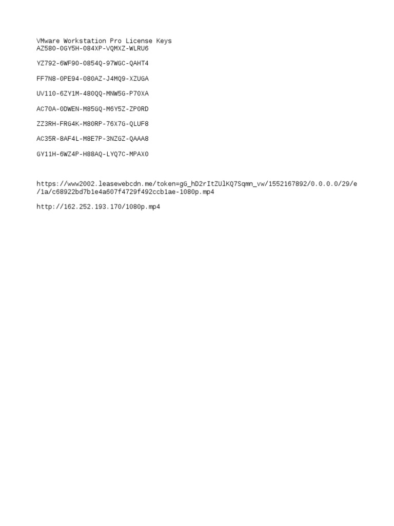 VMware Workstation Pro License Keys PDF