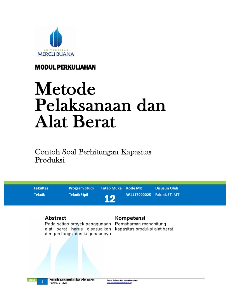 Contoh Perhitungan Kapasitas Produksi | PDF | Metode & Bahan Ajar ...