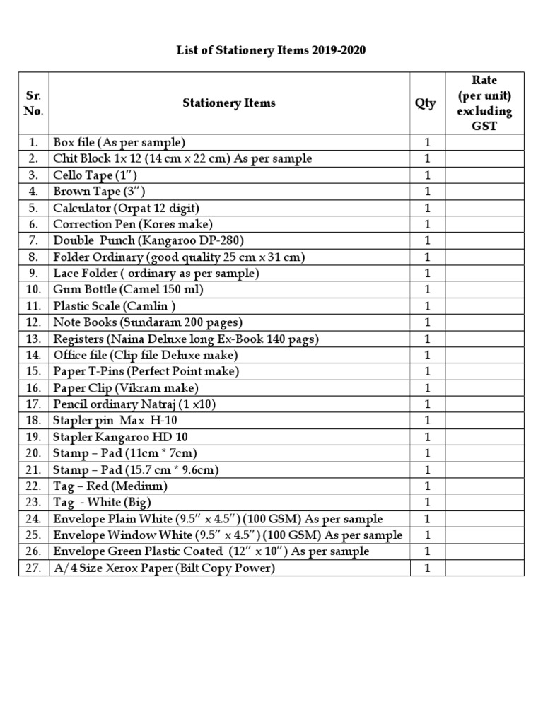 stationery-items-list-for-shop