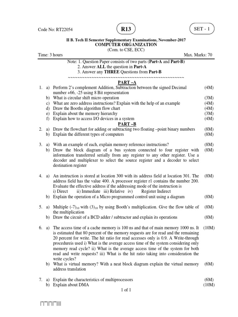 Computer Organization Exam Papers | PDF | Bit | Random Access Memory