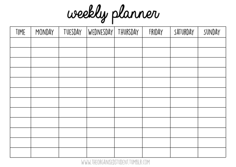 Weekly Planner (Without Times) PDF PDF