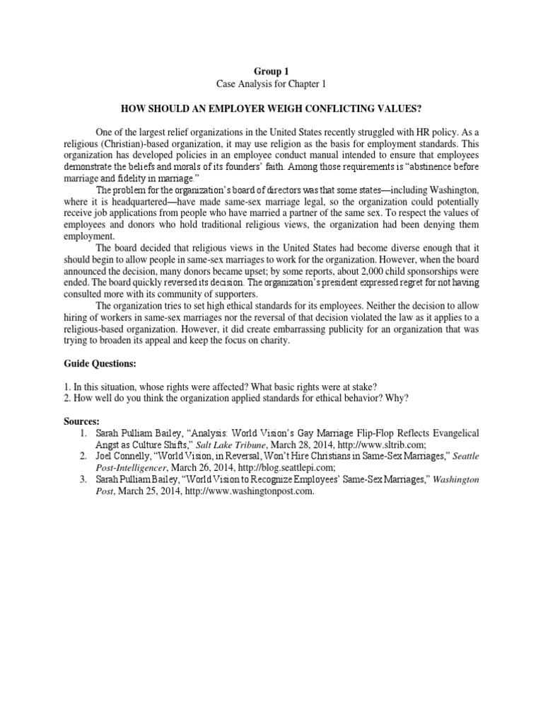 Case Analysis - Chapter 1 - Group 1 1 | PDF | World Vision ...