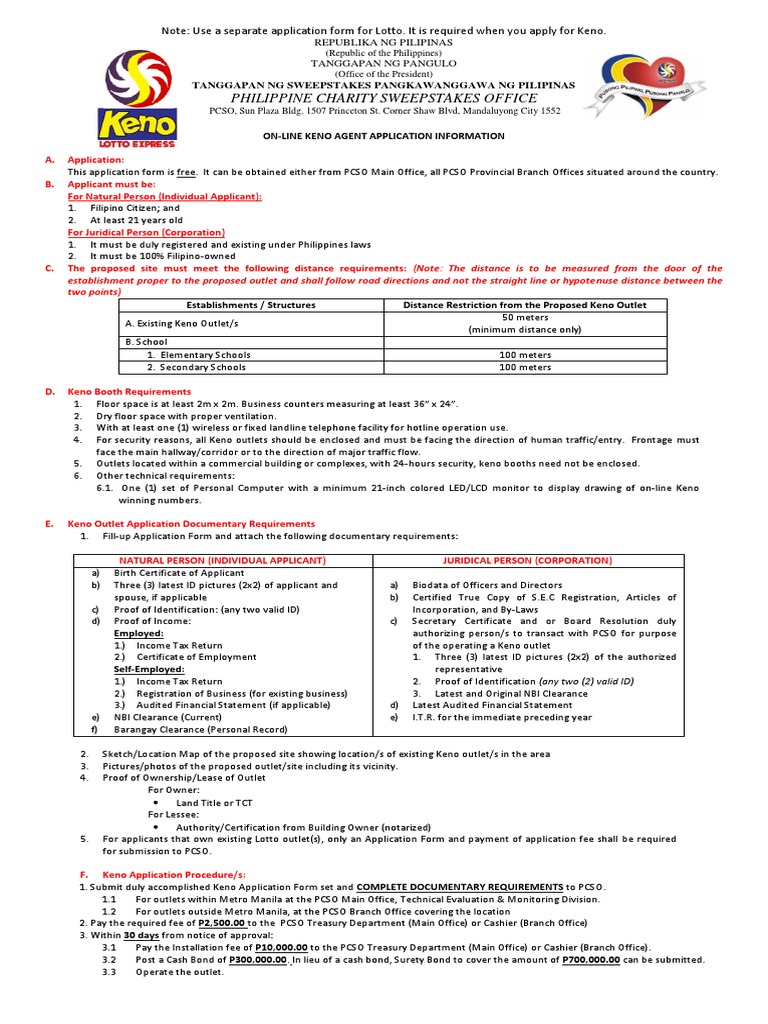 Keno lotto franchise deals