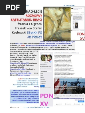 NA X-LECIE ROZMOWY SATELITARNEJ BRACI M45 HERODY Herodenspiel von Stefan Kosiewski SSetKh FO ZR PDNXV 20200215 ME SOWA HAMLET M44 ZIOBRO MOPS