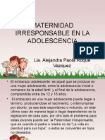 Maternidad Irresponsable en La Adolescencia