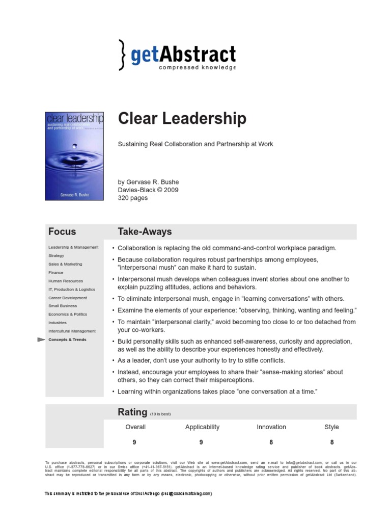 Clear Leadership Abstract | PDF | Leadership | Emotions