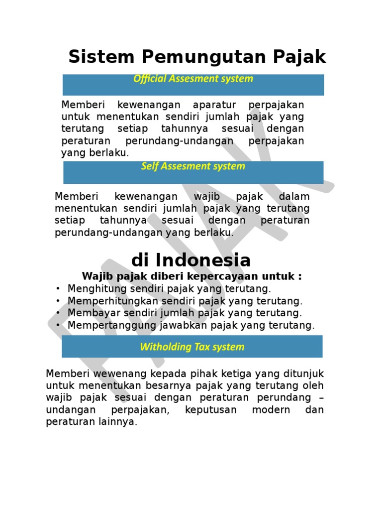 Sistem Pemungutan Pajak di Indonesia | PDF